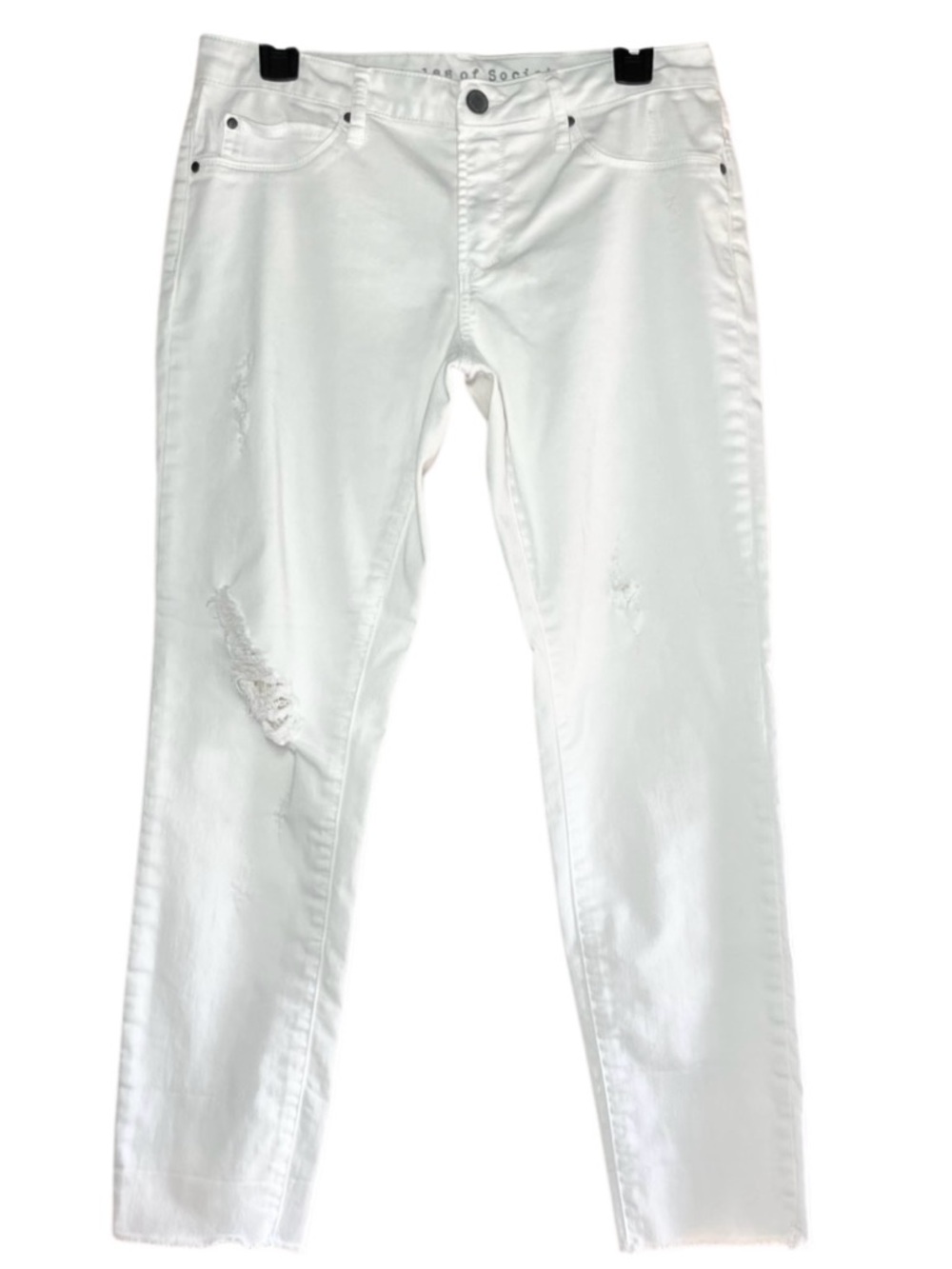 Articles of Society Carly Distressed Cropped Raw Hem Jeans in White Womens 28 - Picture 2 of 10